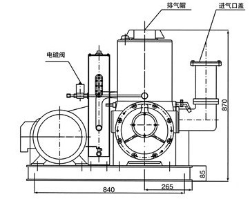 X型旋片式真空泵的外形尺寸图1